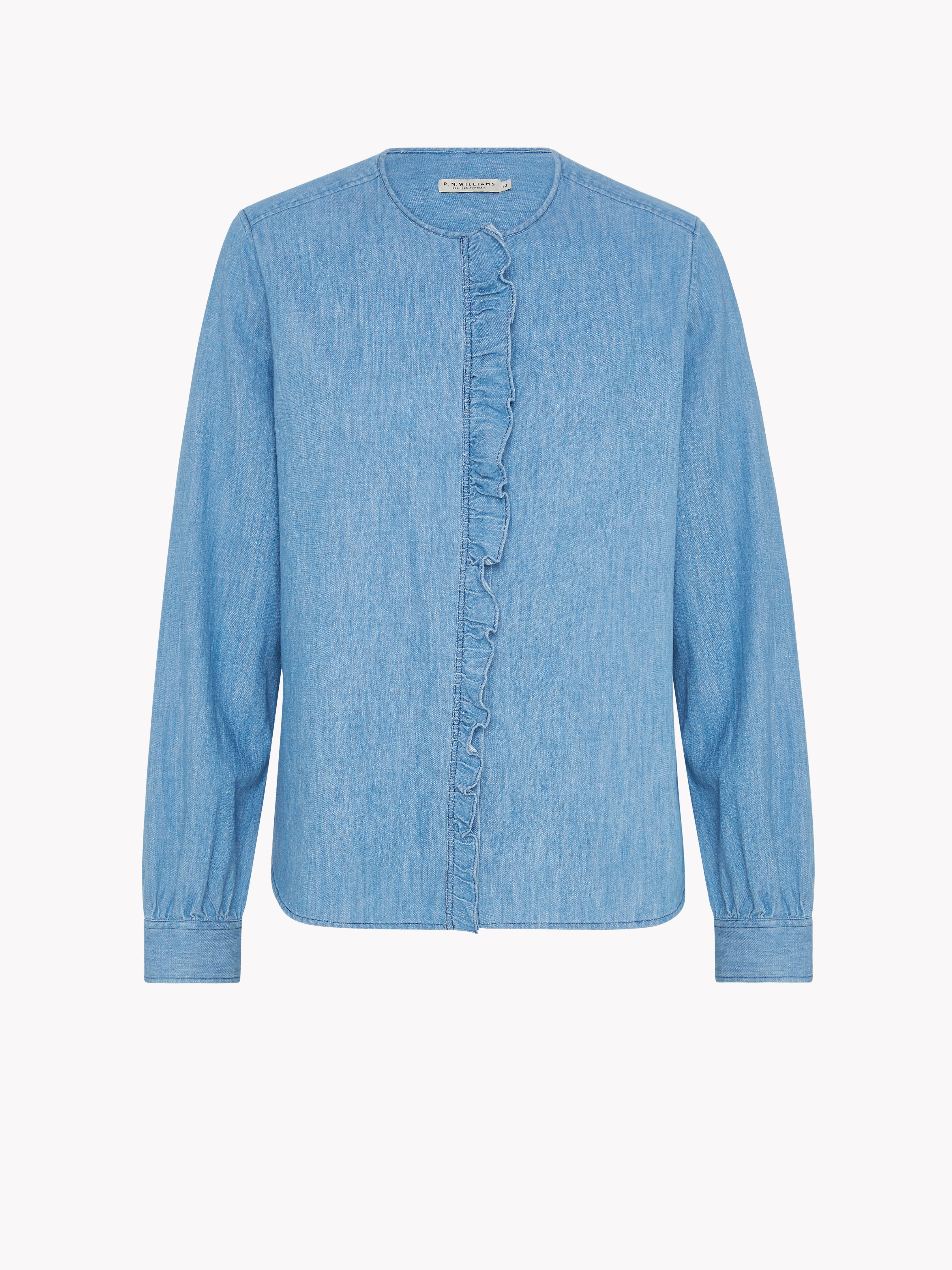 denim frill blouse